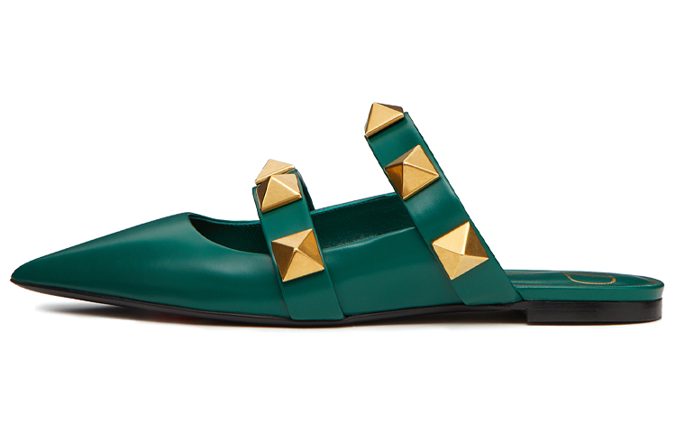 Valentino Roman Stud GARAVANI Casual Single Shoes Women's Emerald Green