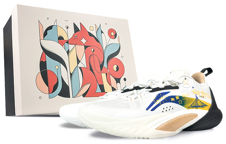 LiNing Speed 10 Low-Top Basketball Shoes Men's White Gold