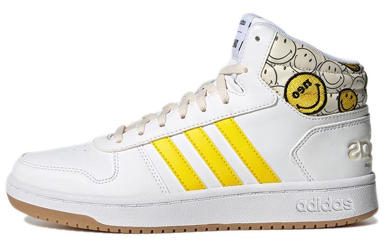 Adidas Hoops 2.0 Mid Shoes 'White Solar Yellow' Women's