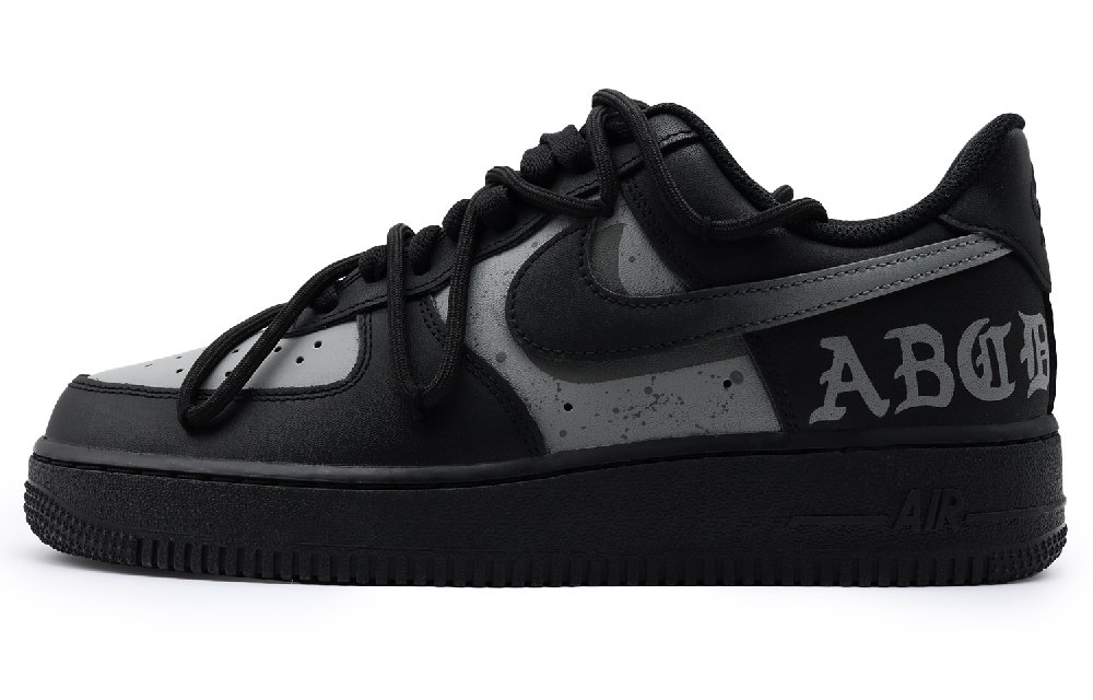 Nike Air Force 1 Anti-Slip Wear-Resistant Low-Top Skateboard Shoes Unisex Black Gray