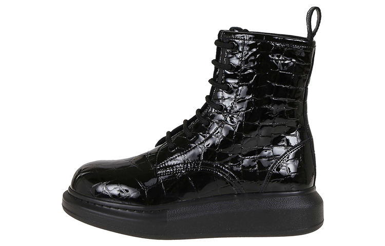 Alexander McQueen Crocodile Effect High Hybrid Boots 'Black' Women's