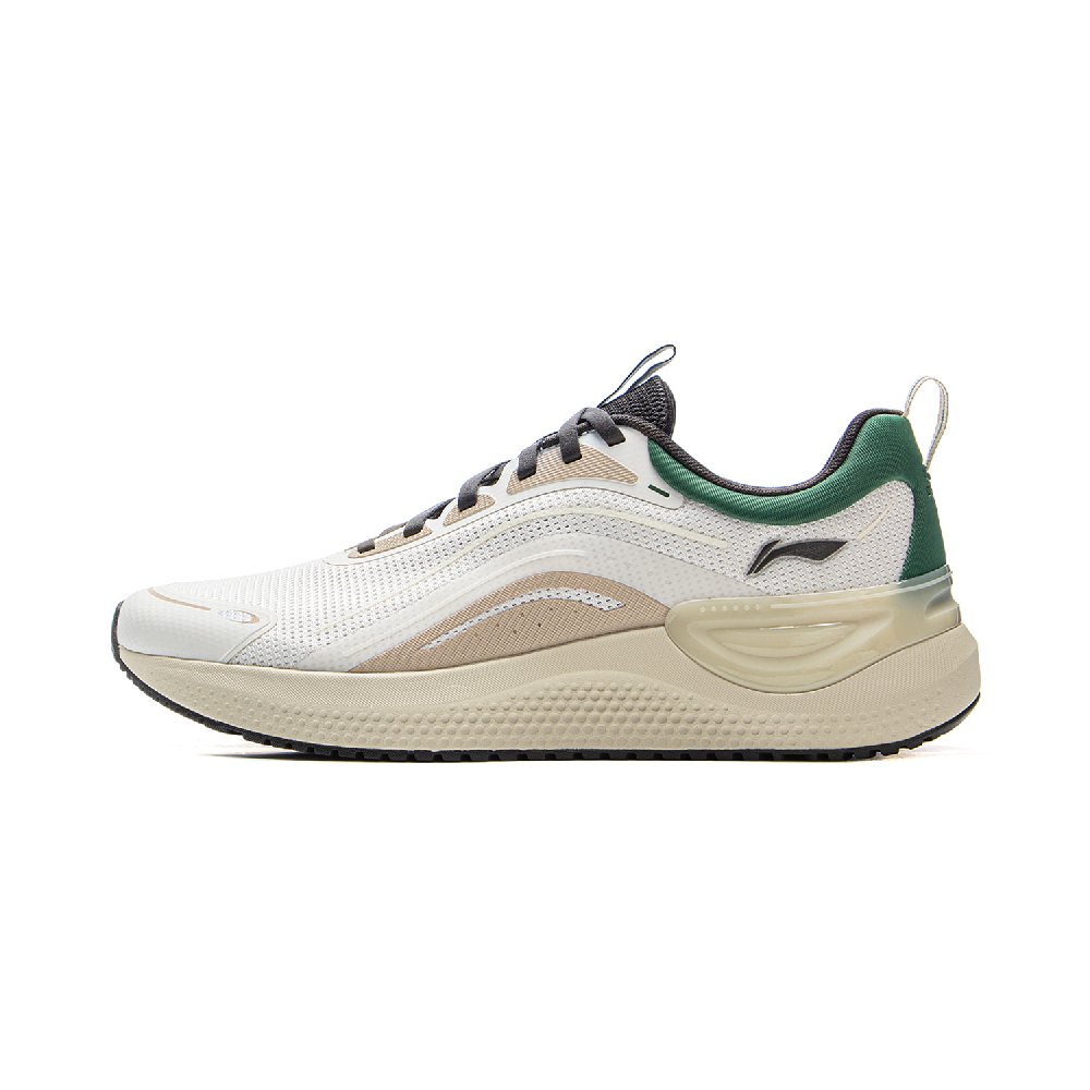 LiNing Cushioned Anti-Slip And Wear-Resistant Lightweight Low-Top Running Shoes Men's White Green