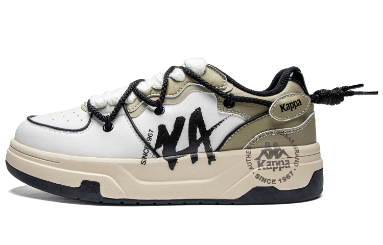 Kappa Anti-Slip Wear-Resistant Low-Top Skateboard Shoes Unisex Heron Feather White/Khaki