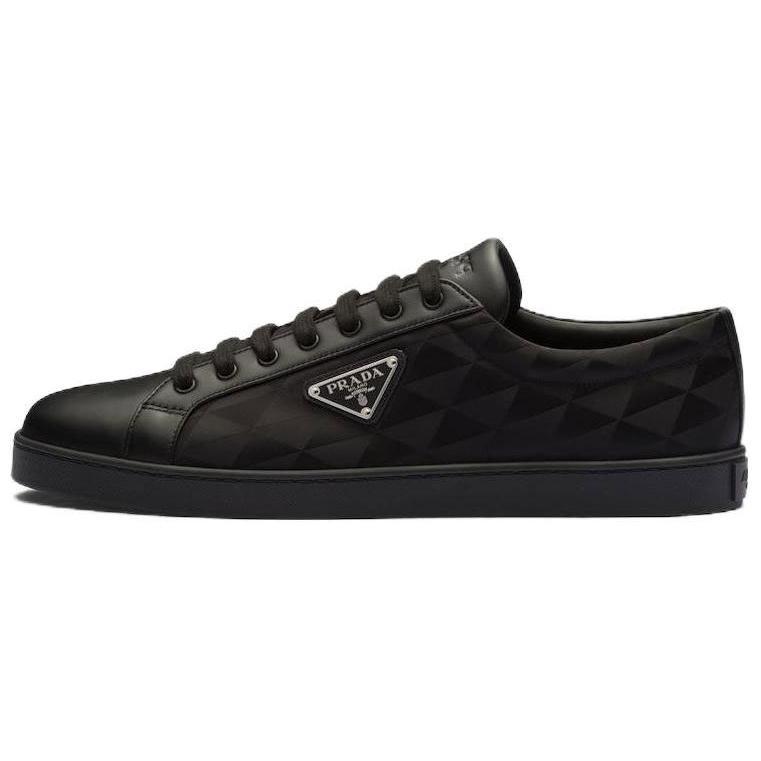 PRADA Leather And Re-Nylon Sneaker 'Black Symbole Motif Pattern'