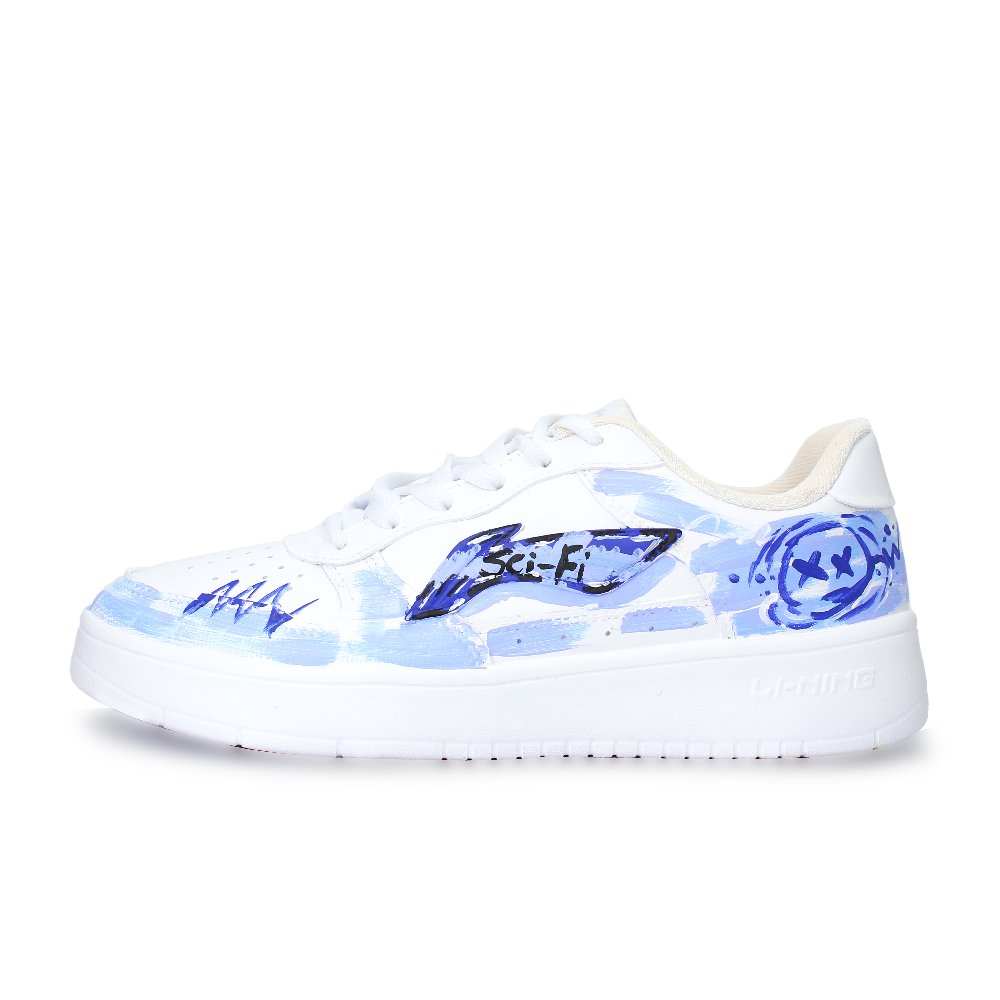 LiNing Pontoon Boats Abrasion Resistant, Lightweight, And Breathable Low Top Skateboard Shoes Unisex White Blue Black
