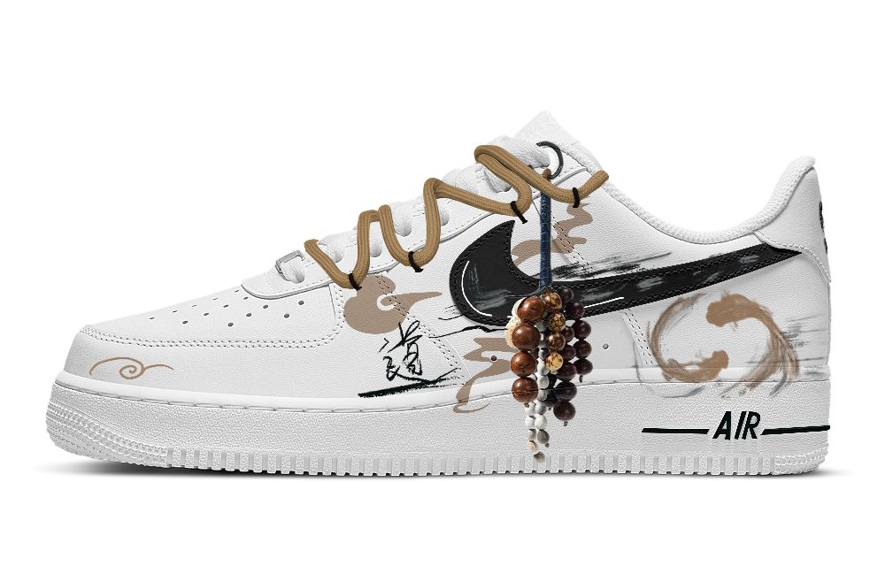 Nike Air Force 1 Daoist Method Slip Resistant Cushioning Low Top Skateboard Shoes Men's White Brown