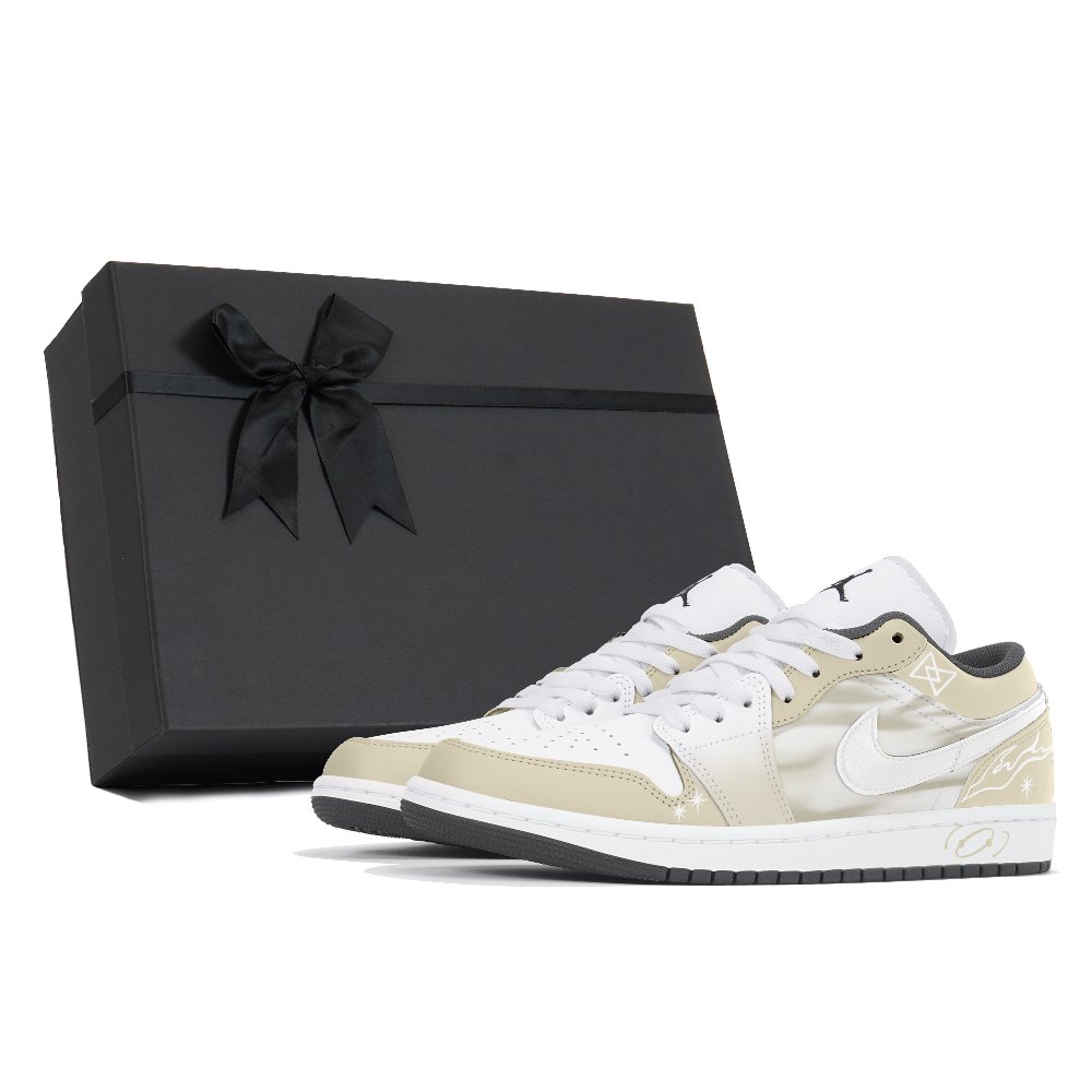 Jordan Air Jordan 1 Cushioned Slip-Resistant Abrasion-Resistant Low-Top Vintage Basketball Shoes Unisex Champagne