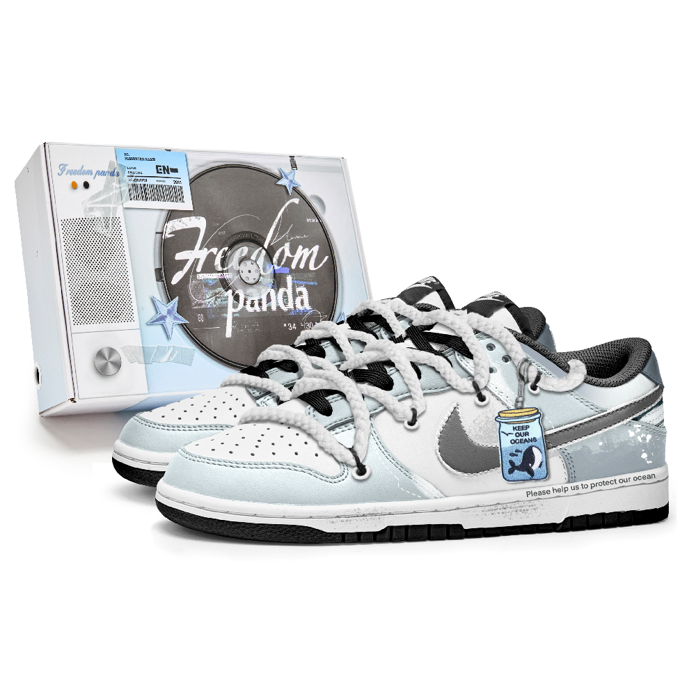 Nike Dunk Anti-Slip Wear-Resistant Low-Top Skateboard Shoes Unisex Blue White