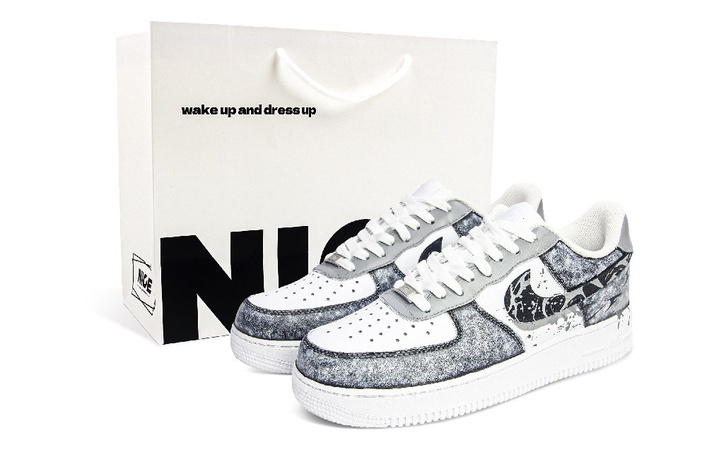 Nike Air Force 1 Abrasion Resistant Low Top Skateboard Shoes Unisex Concrete Gray