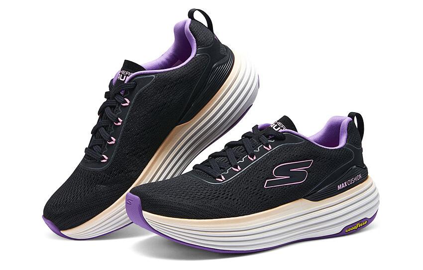 Skechers Max Cushioning Low Top Casual Shoes Women's Black Purple