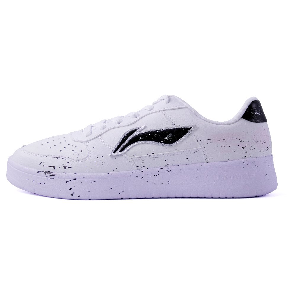 LiNing Pontoon Boats Lightweight Breathable Height Increasing Low Top Skateboard Shoes Women's White Black