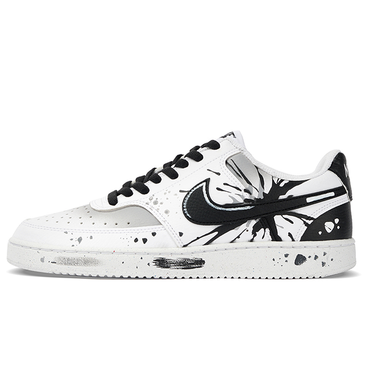 Nike Court Vision 1 Slip-Resistant Cushioning Impact-Resistant Low-Top Skateboard Shoes Men's Black White