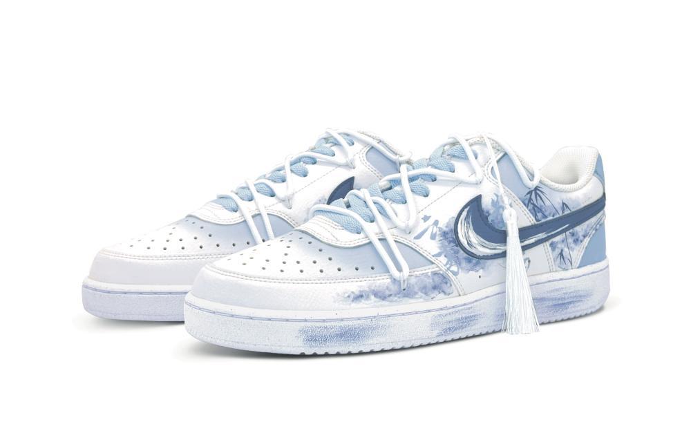Nike Court Vision 1 Anti-Slip Wear-Resistant Low-Top Skateboard Shoes Women's Blue White купить в интернет-магазине Yoocart с быстрой доставкой по России.