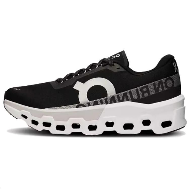 On Cloudmonster 2 Slip-Resistant Low-Top Running Shoes Men's Black White
