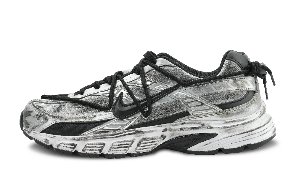 Nike Initiator Anti Slip Wear Resistant Low Top Running Shoes Men's Black Silver