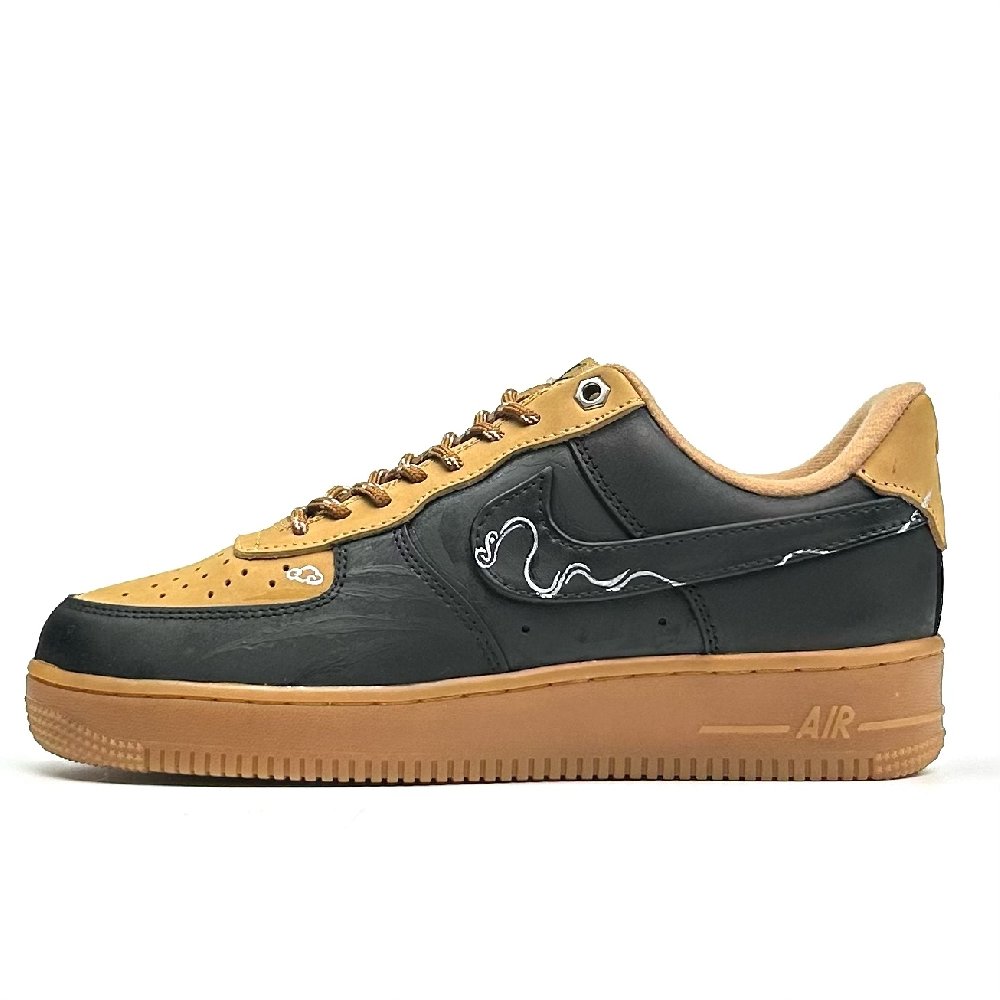 Nike Air Force 1 Anti-Slip Wear-Resistant Low-Top Skateboard Shoes Unisex Black Brown