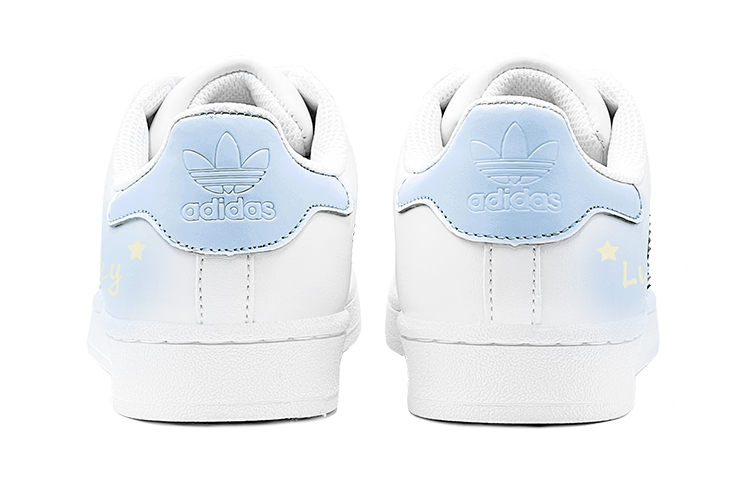 Adidas Originals SUPERSTAR Double Festival Greetings, Lucky Four Leaf Clover Low Top Skateboard Shoes Unisex Blue White