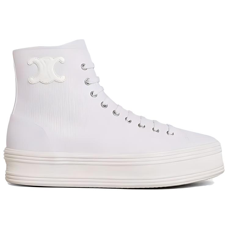 CELINE High Top Canvas Shoes Women's White