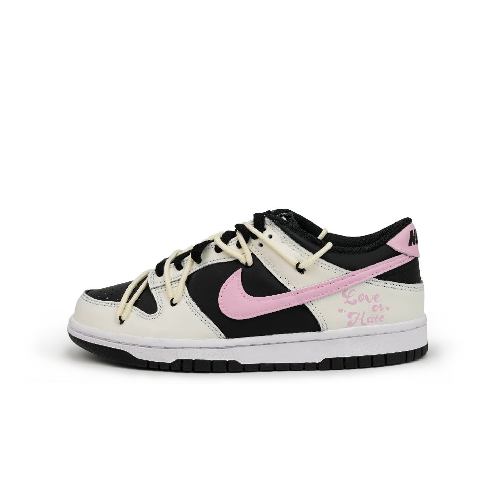 Nike Dunk Anti-Slip Wear-Resistant Low-Top Skateboard Shoes Women's Beige Black