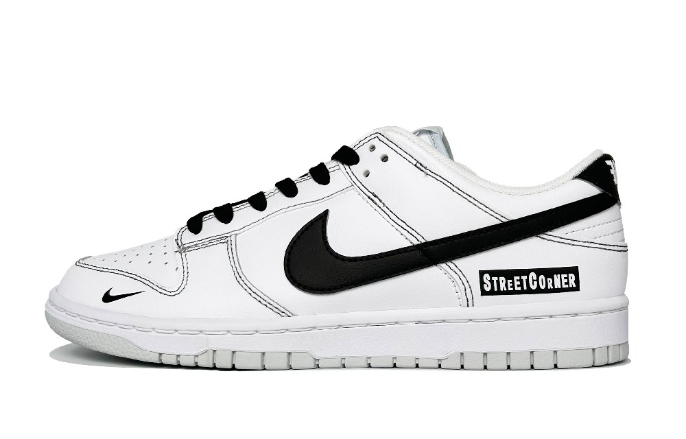 Nike Dunk Street Stitching Wear-Resistant Slip-Resistant Low-Top Skateboard Shoes Unisex Black White