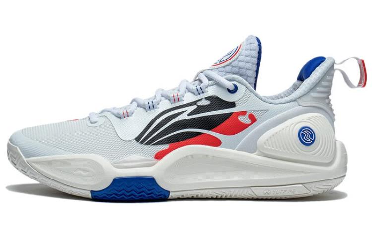 LiNing Speed 9 Shock Absorbers Slip Resistant Abrasion Resistant Low top Basketball Shoes Men's White Red