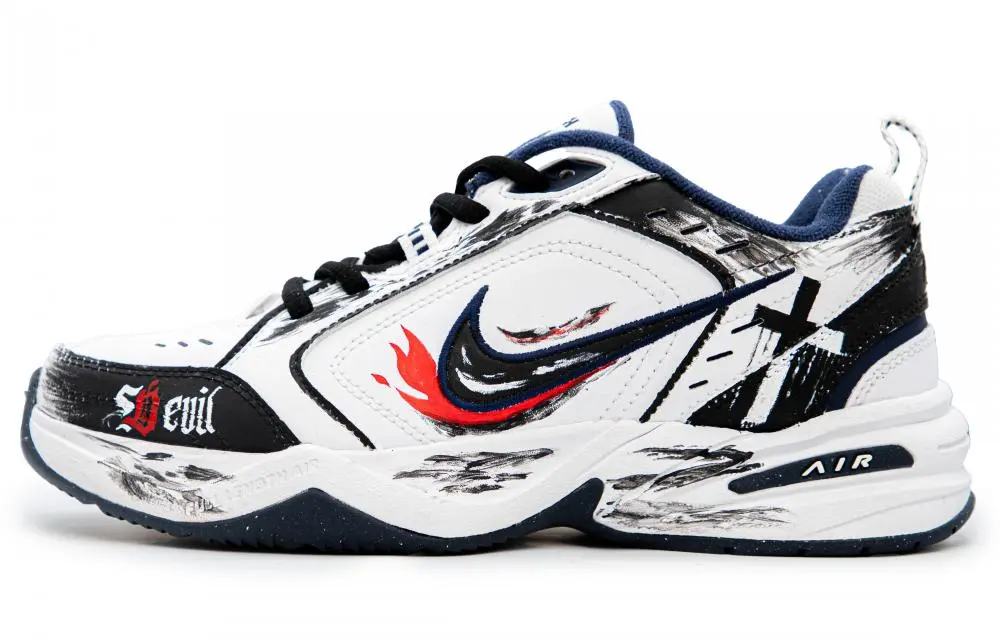 Nike Air Monarch 4 Anti-Slip Wear-Resistant Low-Top Chunky Sneakers Unisex Black White