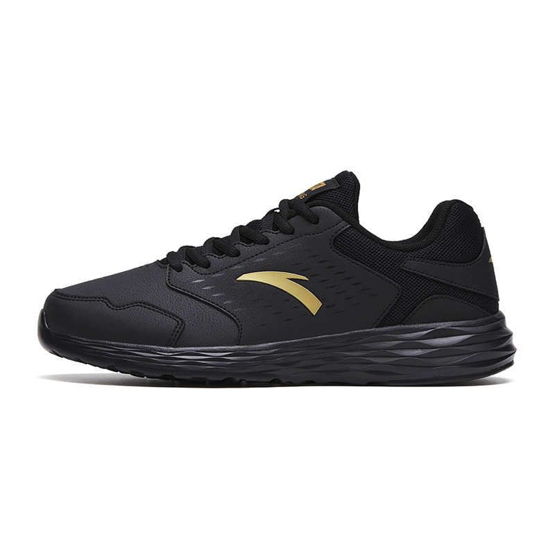 Anta Cushioned Slip Resistant Abrasion Resistant Low Top Casual Running Shoes Men's Black Gold