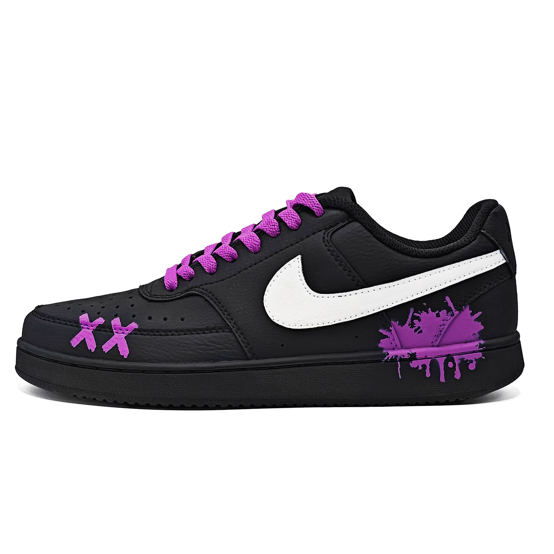 Nike Court Vision Purple Radiance Non slip Lightweight Low top Skateboard Shoes Unisex Purple
