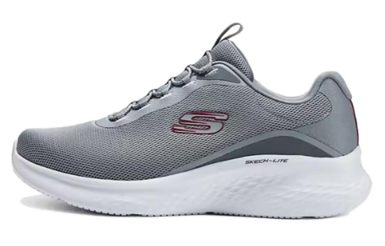 Skechers Cushioning, Wear Resistant Low Top Running Shoes Men's Gray Red