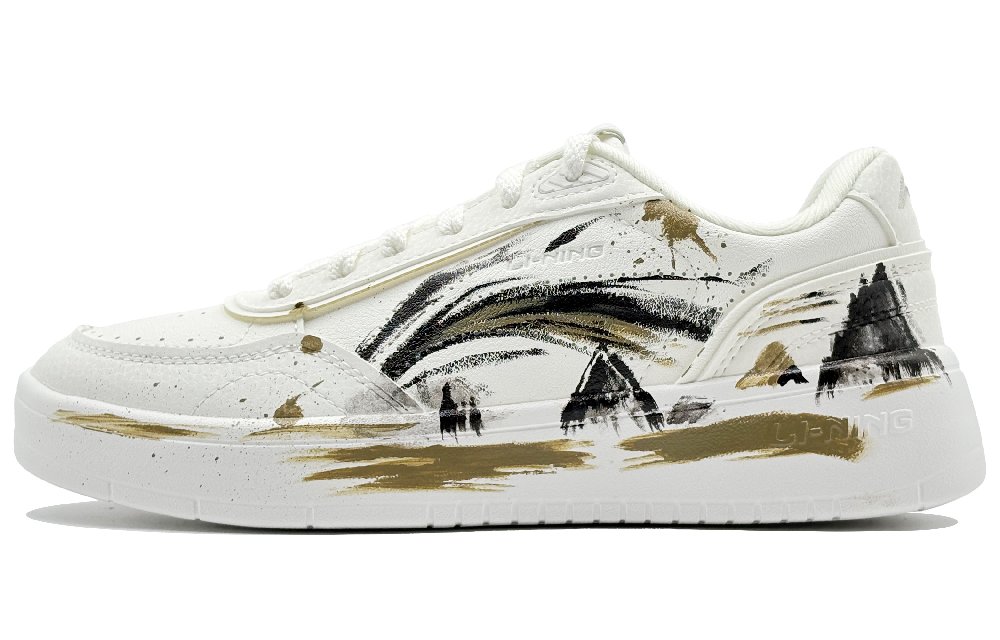 LiNing Su Anti Slip Wear Resistant Low Top Skateboard Shoes Women's White Black Brown