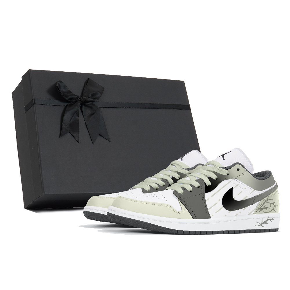 JORDAN Air Jordan 1 Vintage Basketball Shoes Unisex Low top Black Green White