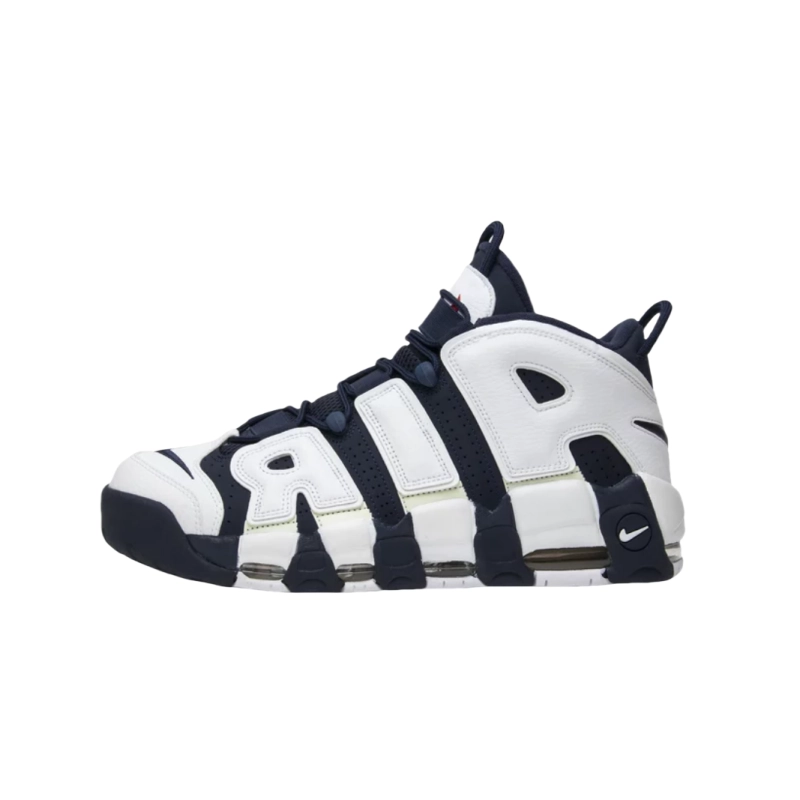 Nike Air More Uptempo Olympic Abrasion Resistant Mid top Vintage Basketball Shoes Men's White Blue