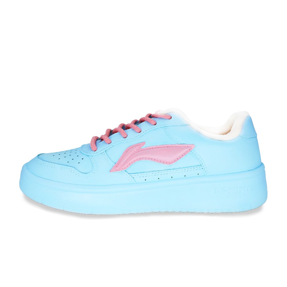 LiNing Pontoon Boats Breathable Anti-Slip And Wear-Resistant Low-Top Skateboard Shoes Women's Blue Pink