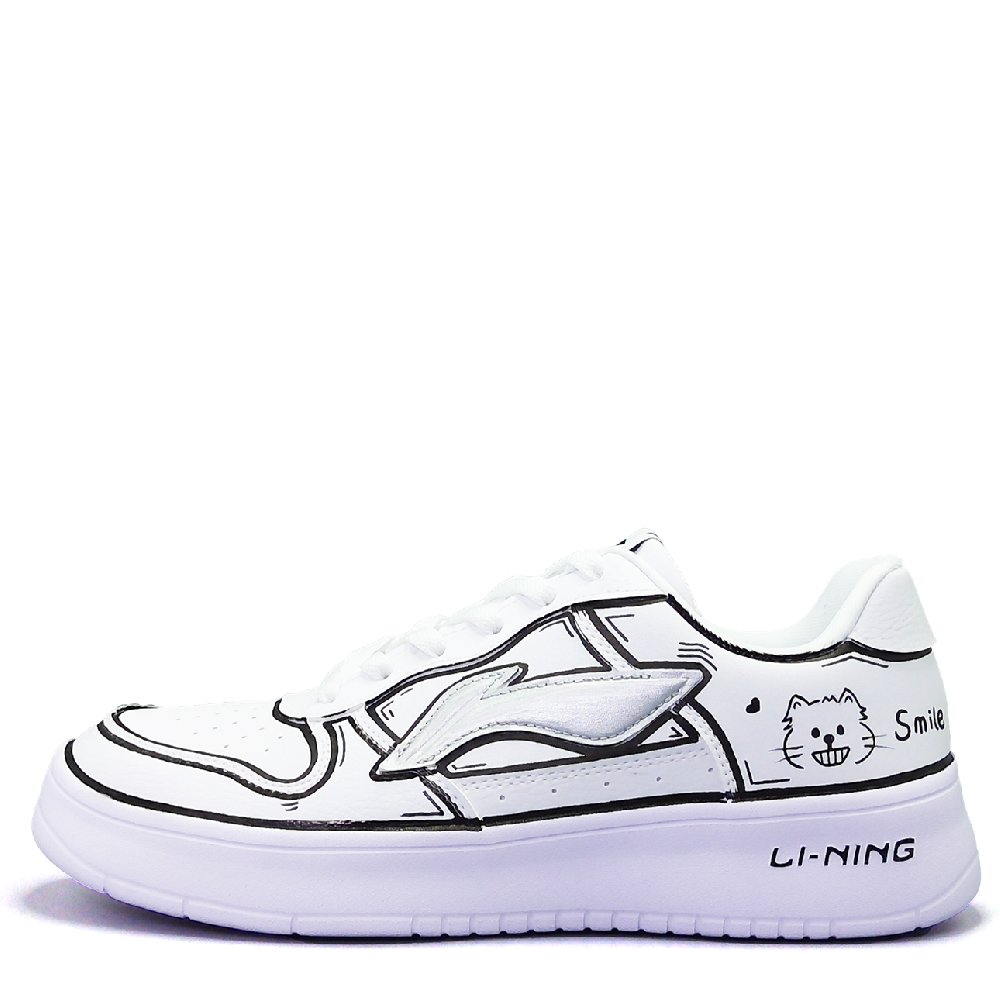 LiNing Pontoon Boats Abrasion Resistant, Lightweight, And Breathable Low Top Skateboard Shoes Unisex White