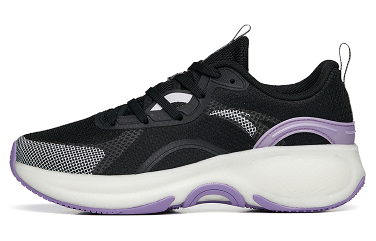 Anta Cushioned Anti-Slip And Wear-Resistant Lightweight Low-Top Running Shoes Women's Black Purple