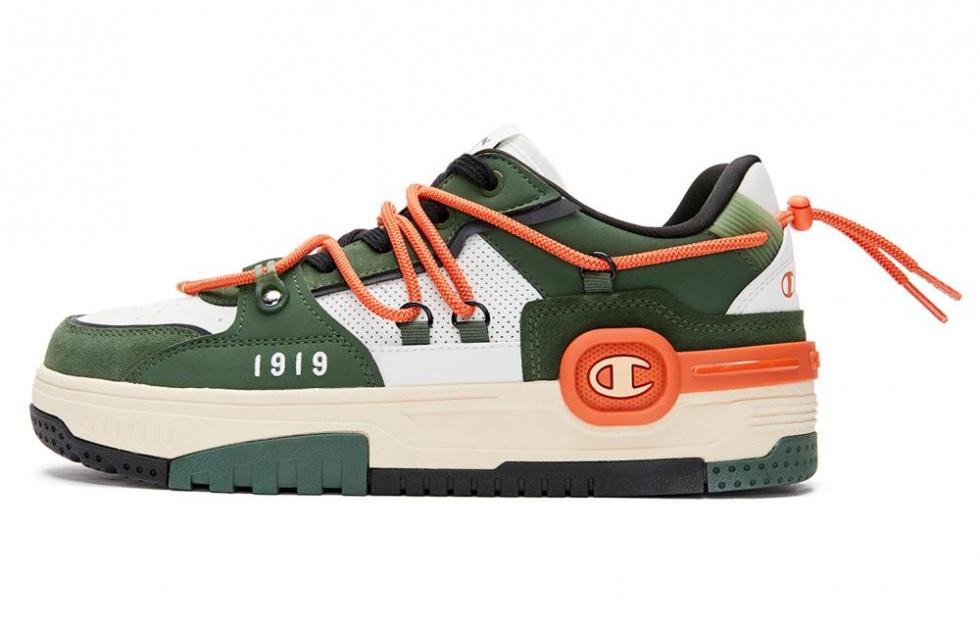Champion Essentials Collection Bumper V1 Low Top Skateboard Shoes Men's Green Orange