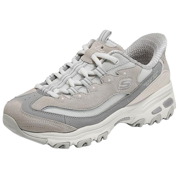 Skechers DLITES Abrasion Resistant Low top Chunky Sneakers Women's White Gray