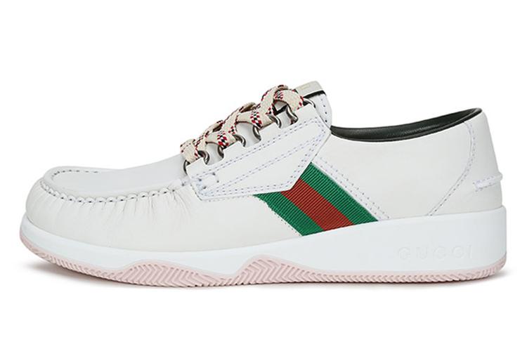 GUCCI Leather Web Lace Up Low 'White'