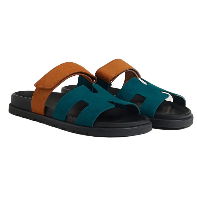 HERMES Chypre Slide Slippers Women's Blue купить в интернет-магазине Yoocart с быстрой доставкой по России.