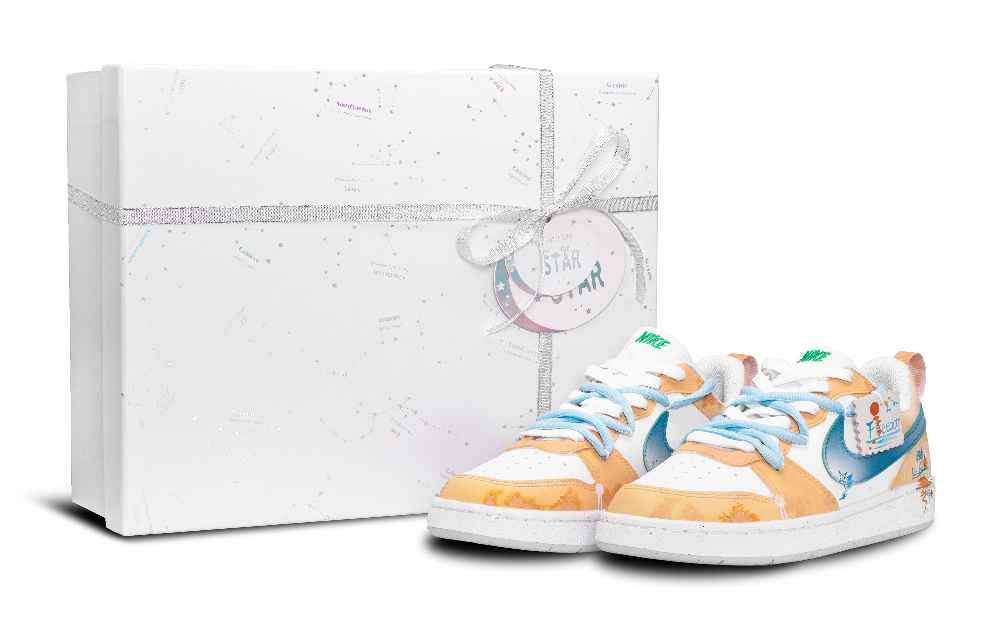 Nike Court Borough Slip Resistant, Abrasion Resistant, Impact Resistant Low Top Skateboard Shoes GS White Orange Blue