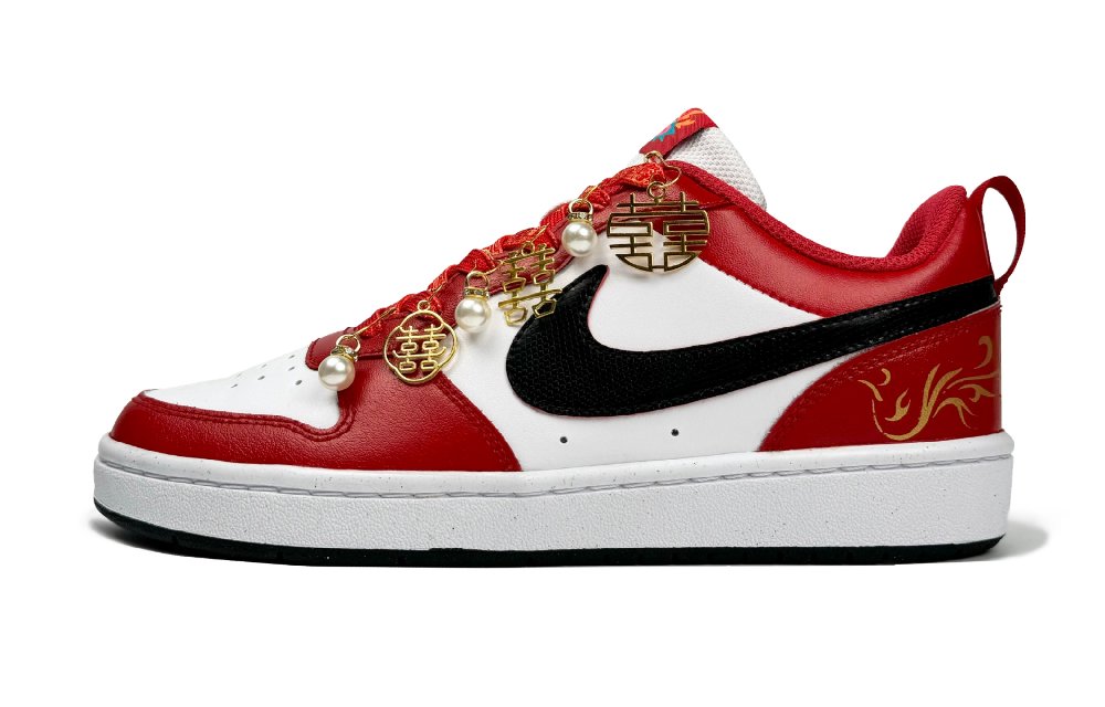 Nike Court Borough Low-Top Skateboard Shoes Women's Red White