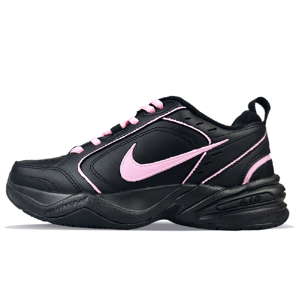 Nike Air Monarch 4 Anti-Slip Wear-Resistant Low-Top Chunky Sneakers Unisex Black Pink