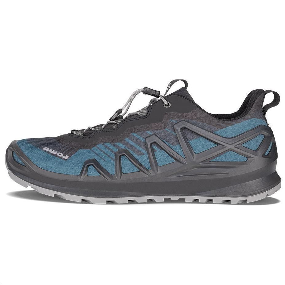 Lowa Merger GTX Lo Cushioning, Slip Resistant, Abrasion Resistant, Breathable Low Top Outdoor Shoes Men's Black Blue