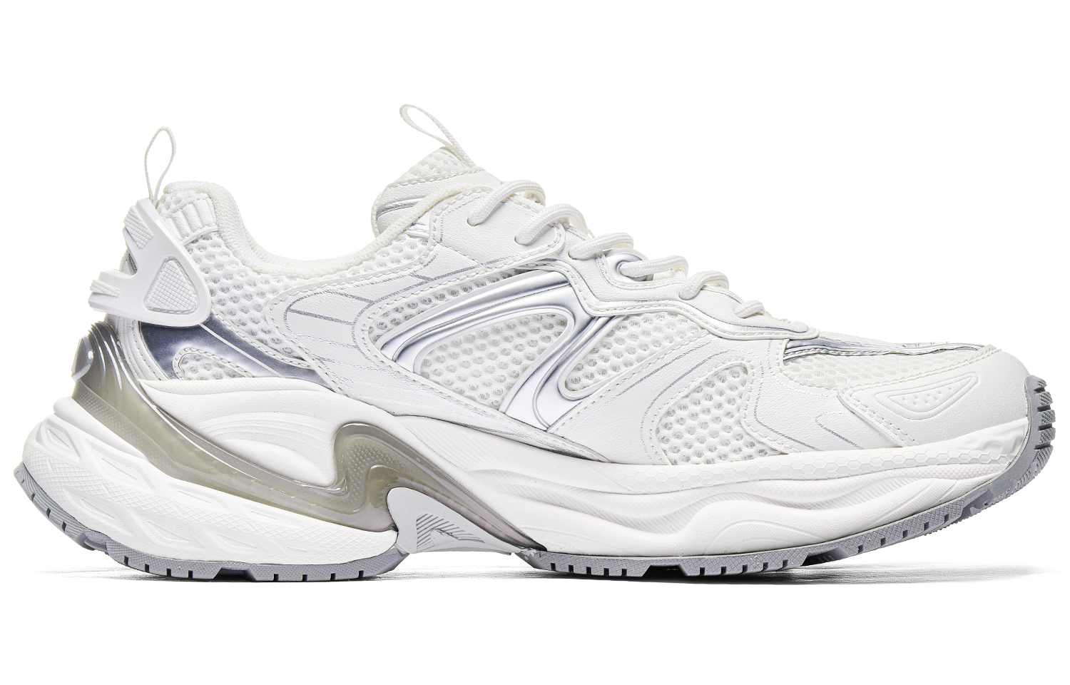 Kappa Wind Chaser 2 Back to Back Slip Resistant Abrasion Resistant Low top Chunky Sneakers Unisex White Silver