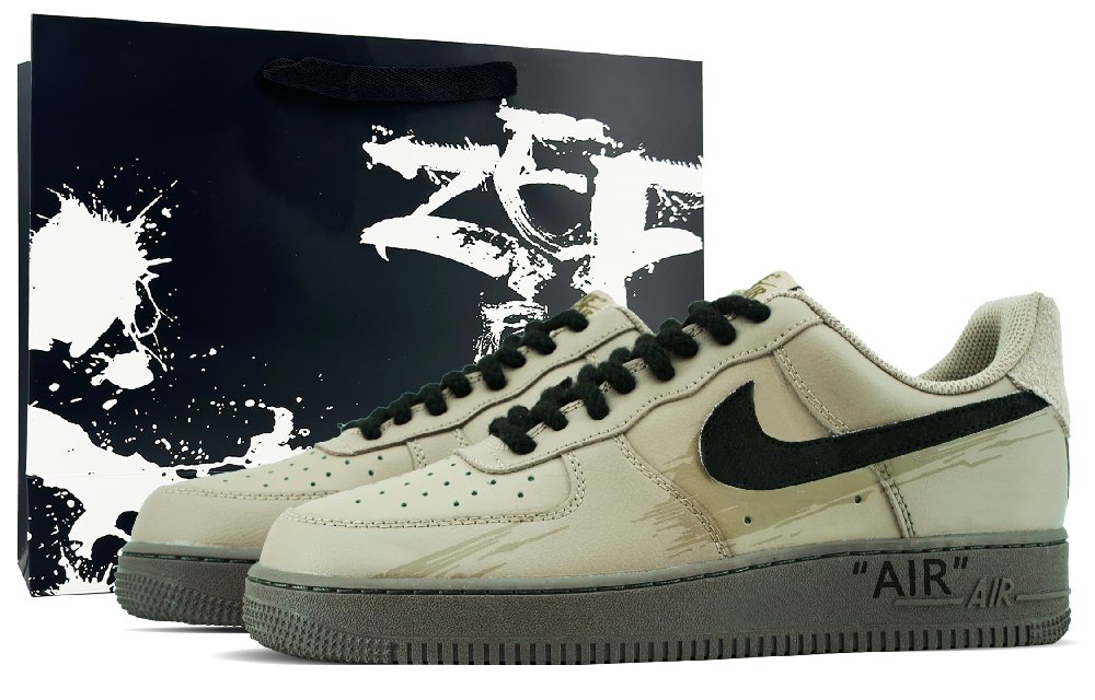 Nike Air Force 1 Coverage Anti-Slip And Wear-Resistant Low-Top Skateboard Shoes Men's Green Brown