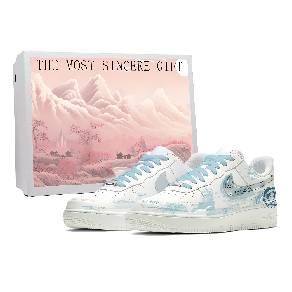 Nike Air Force 1 Abrasion Resistant Low Top Skateboard Shoes Unisex White Blue