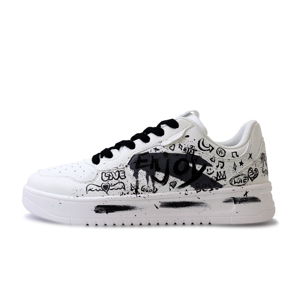 Anta Relaxed Slip Resistant Shock Absorbers Lightweight Low Top Skateboard Shoes Men's White Black