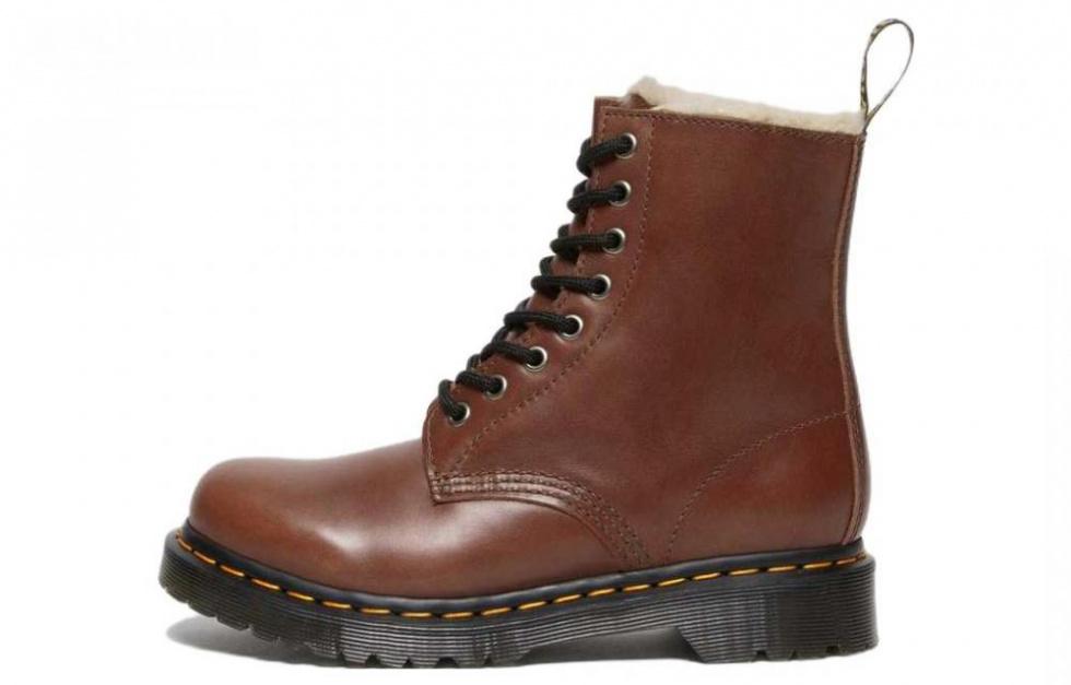Dr. Martens 1460 Serena Faux Fur Lined Leather Lace Up Boots 'Tan' Women's
