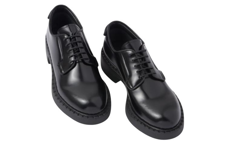 PRADA Derby 50mm Shoes Black Brushed Leather Women's купить в интернет-магазине Yoocart с быстрой доставкой по России.