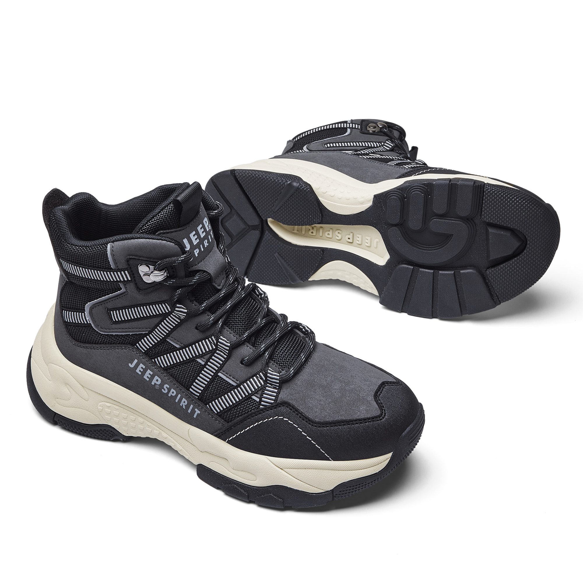 JEEP SPIRIT Cushioning Abrasion Resistant Coverage Lightweight Thermal Mat High top Outdoor Shoes Men's Graphite Black купить в интернет-магазине Yoocart с быстрой доставкой по России.